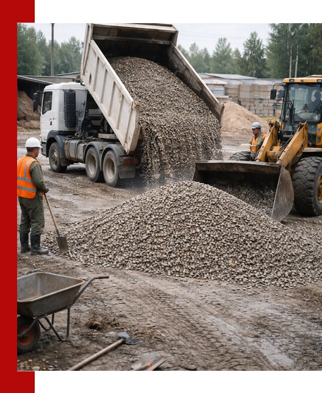 Мытый гравий с доставкой в Гуково от карьера до участка