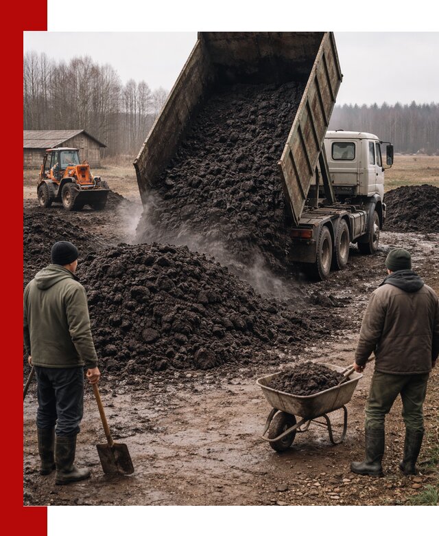 Доставка низинного торфа с разгрузкой и доставкой в Гукове