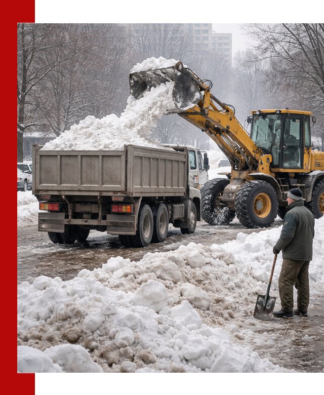 Вывоз снега грузовой техникой в Гуково оперативно и чисто