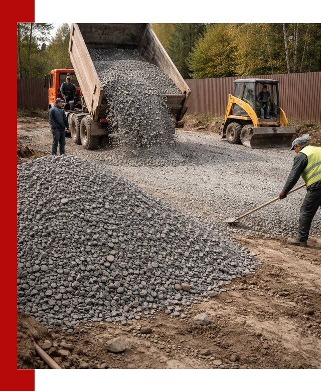 Отсыпка участка щебнем с доставкой и уплотнением в Гуково