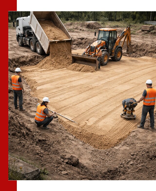 Устройство песчаной подушки для фундаментов и дорог в Гуково